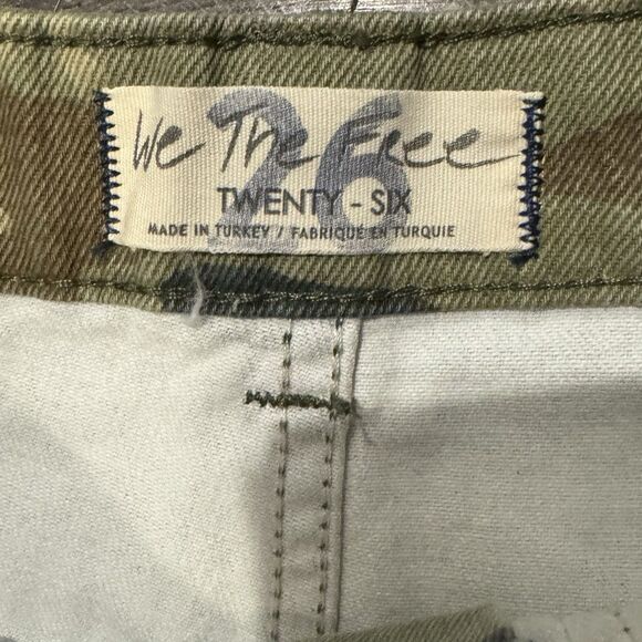 Free People We The Free Camo Cargo Pants High Rise Size 26 Green NWT Boho Grunge - Picture 4 of 11